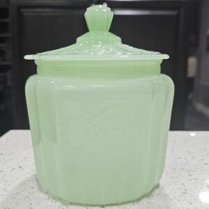 Vintage Jadeite Cookie Jar with Lid